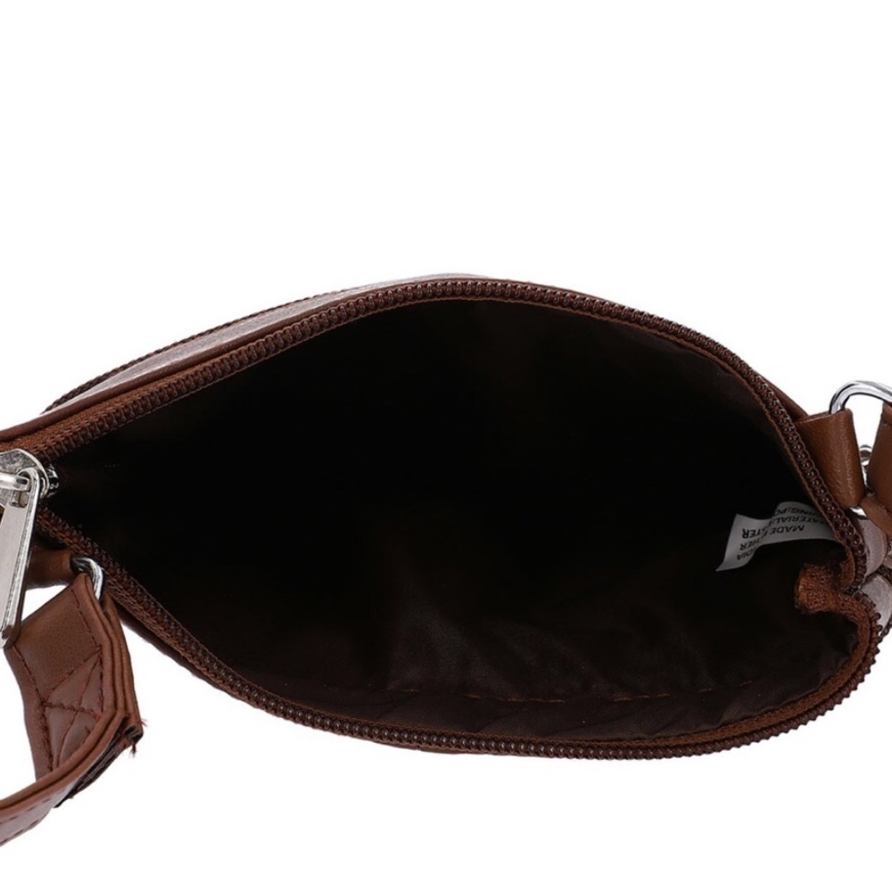 NEWAGE Crossbody Leather Sling Bag Brown - Picture 3 of 6